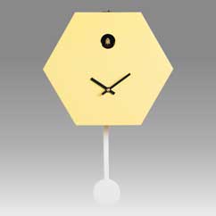 Contemporary cuckoo clock Art.honey 2600 lacquered with acrilic color yellow lemon